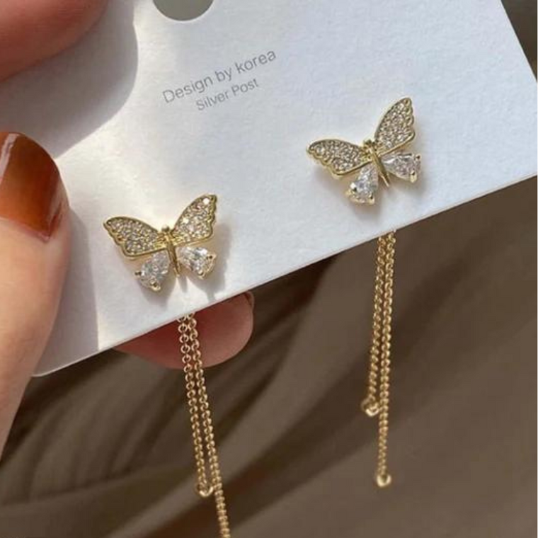 Butterfly Embellished Drop Earrings