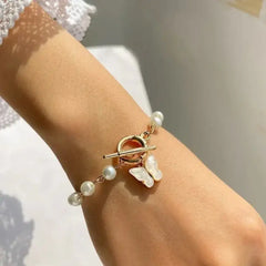 Fluttering Pearl Charm Bracelet