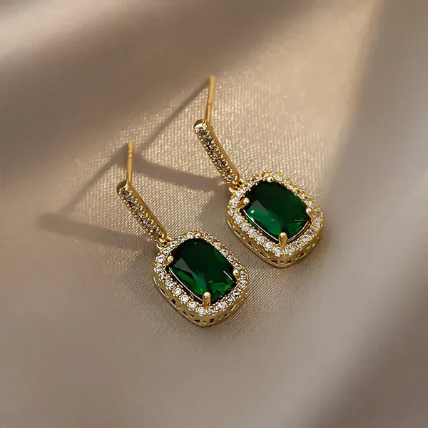 Green Gemstone Sparkle Earrings