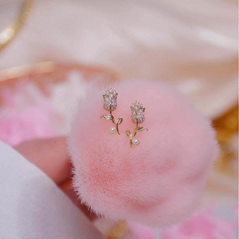 Pearl & Rose Twin Earrings