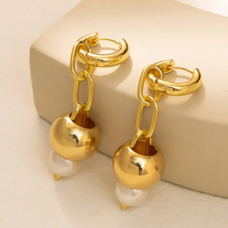 Simulated Pearl Alloy Drop Earrings