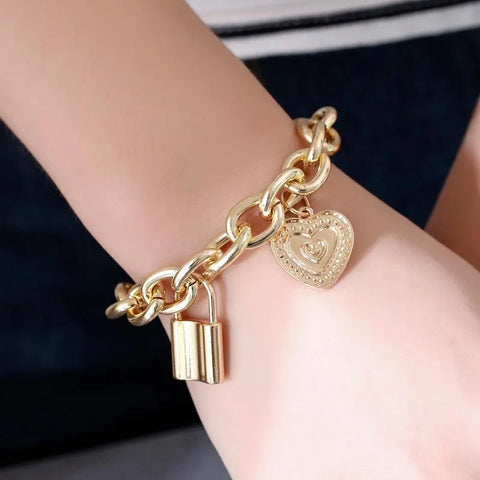 Stainless Steel Lock Chain Bracelet